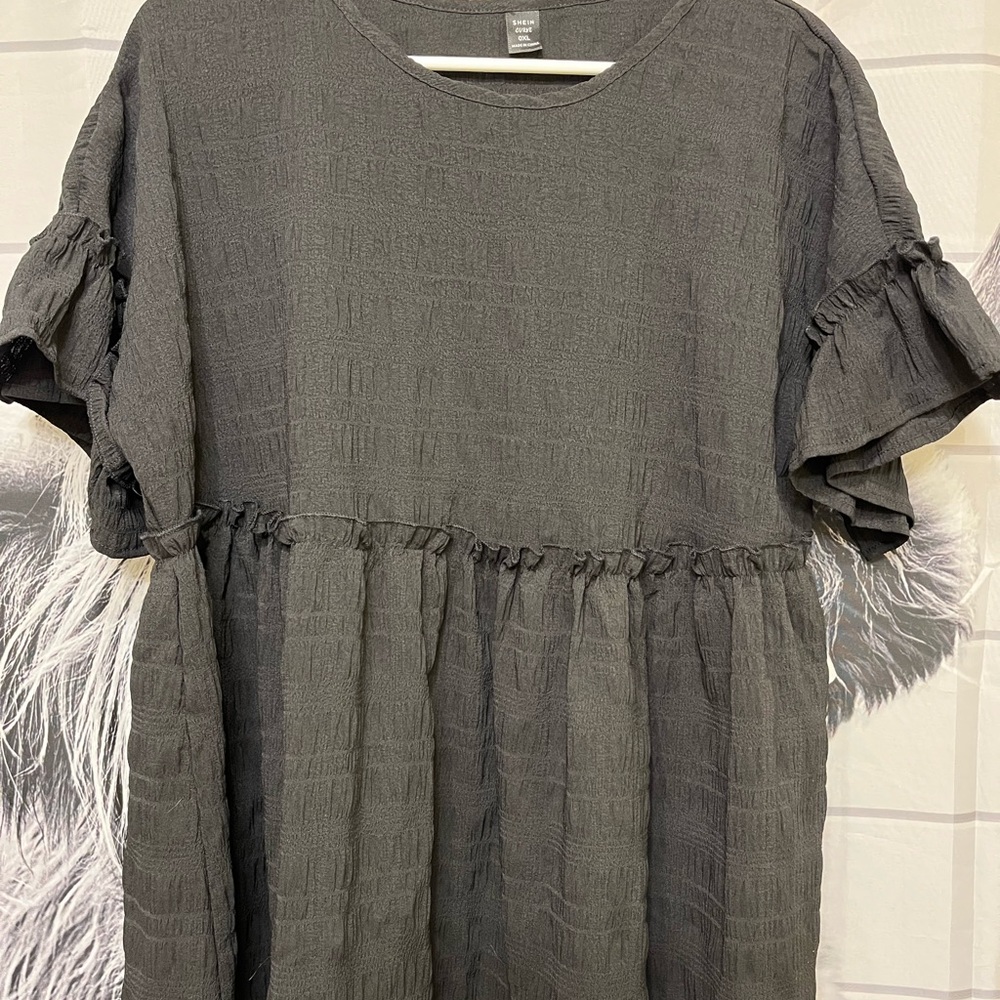 Black Ruffle Sleeve Top
